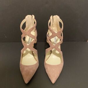 BCBGeneration Torpido Suede Heels Smoke Taupe Size 7.5